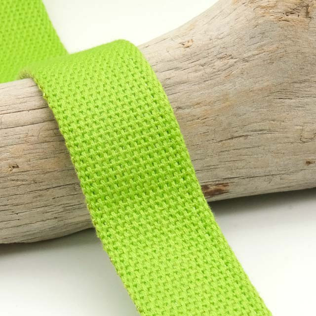 30mm Gold Lurex Cotton Webbing in Neon Green - Maison Klem